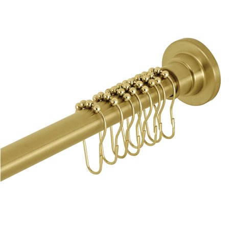 KINGSTON BRASS 6072 Stainless Steel Adjustable Tension Shower Curtain Rod with Rings, Brushed Brass SCC3117